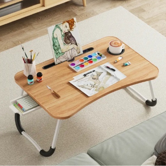 LAPTOP/DESKTOP: Large BLACK & Portable w/Cup Holder & Drawer, NIB - Picture 10 of 15